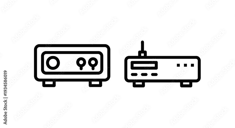 Fototapeta premium Network Device Icons: Router, Modem, and Hardware for Internet Connection and Communication Systems
