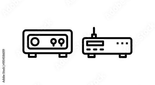 Network Device Icons: Router, Modem, and Hardware for Internet Connection and Communication Systems
