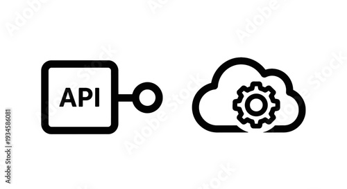 API and Cloud Computing Icons: Application Programming Interface for Web Services Integration and Digital Development