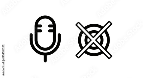 Microphone Recording and Mute Target Icons for Audio Settings and Privacy Control