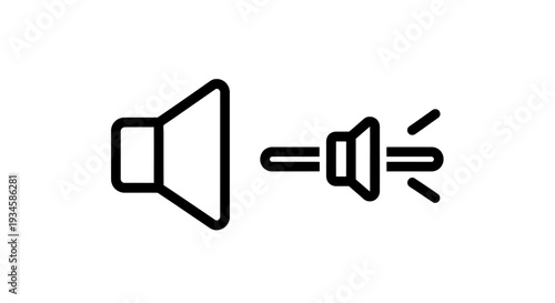Audio Volume Control and Sound On Off Outline Icons Set for Digital Interface Elements and Modern Web Design