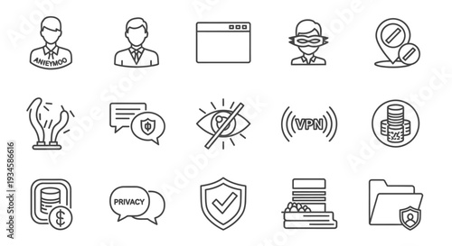 Collection of Simple Line Icons Representing Technology.