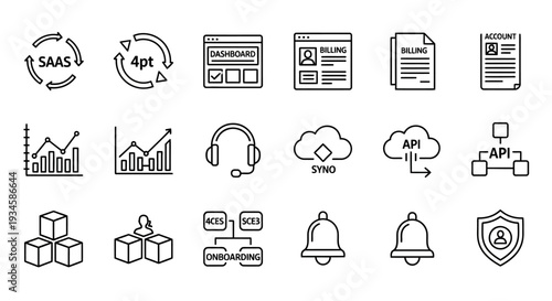 Collection of Simple Line Icons Representing Technology.