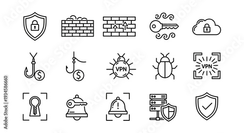 Collection of Simple Security Icons.