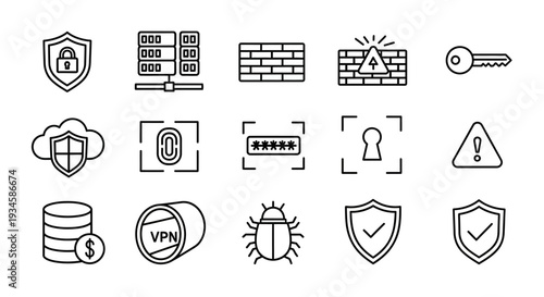 Collection of Simple Security Icons and Symbols.