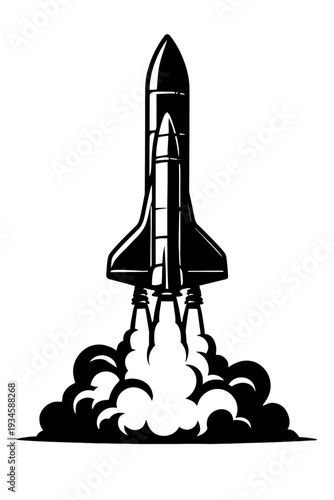 Space Shuttle Launch Vector Illustration - Rocket Flying to Space
