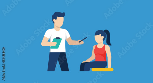 Man and Woman Exercising with Fitness Equipment.