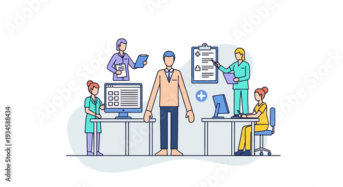 Medical Professionals Working Together in Office.