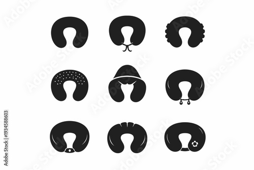 Set of nine diverse iconic silhouettes of male hair and beard styles