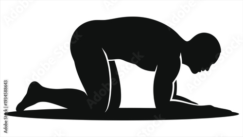 Crawling zombie silhouette vector illustration, horror undead creature on all fours, Halloween monster shadow isolated on white background for posters, games, logos, icons, t-shirts and web design SVG