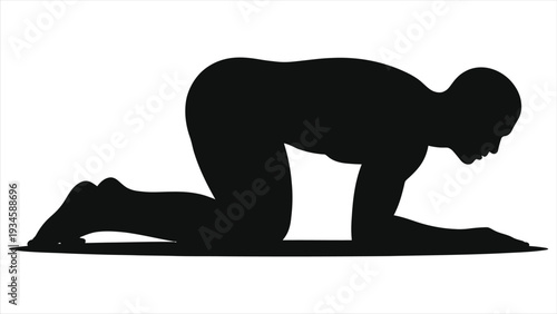 Zombie Crawling Silhouette Vector – Horror Theme Black Shape for Halloween, Scary Design, Undead Monster, Apocalypse Art, Dark Fantasy Illustration, Isolated on White Background