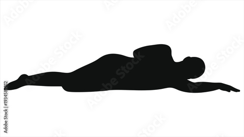 Horror decaying dead corpse lying on ground silhouette vector illustration, isolated black human dead body outline, spooky Halloween crime scene murder victim graphic asset for thriller, scary horror 