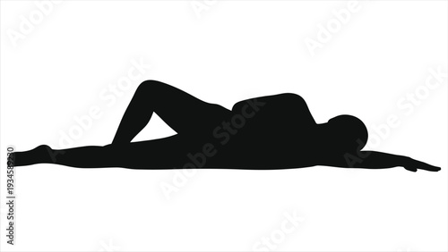 Decaying dead human corpse lying on ground silhouette, isolated on white vector murder victim asset for Halloween, crime scene, true crime, thriller, forensic horror design projects