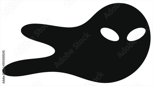 Floating ghost silhouette vector icon. Simple black spooky cute minimalist halloween spirit solid silhouette. Isolated cartoon horror symbol cutout on white background