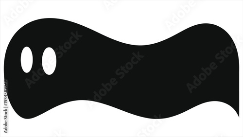 Spooky black ghost silhouette floating vector illustration. Scary flying phantom spirit icon isolated on white background. Creepy Halloween horror graphic design element. Simple dead shadow shape