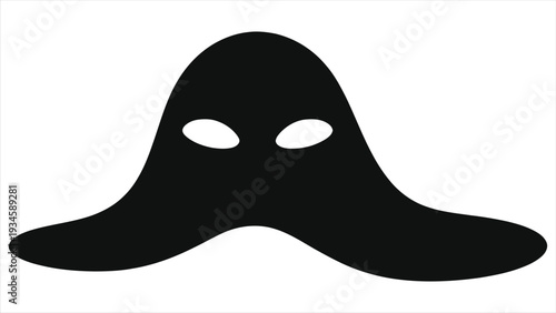 Floating Ghost Silhouette Horror Vector: Spooky Black Outline Icon, Ethereal Phantom Spirit for Halloween, Supernatural Apparition on Transparent Background