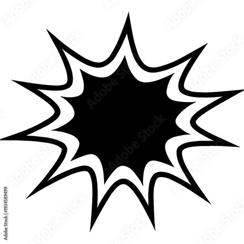 Starburst Speech Bubble Vector with Double Outline - Action Explosion Chat Cloud for Retro Comic Books, Manga Dialog, and Promotional Marketing