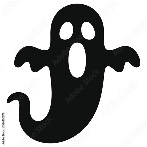 Scary Screaming Ghost Vector Silhouette – Halloween Horror Spirit, Spooky Phantom Illustration for Haunted Themes, Fear & Supernatural Design Projects
