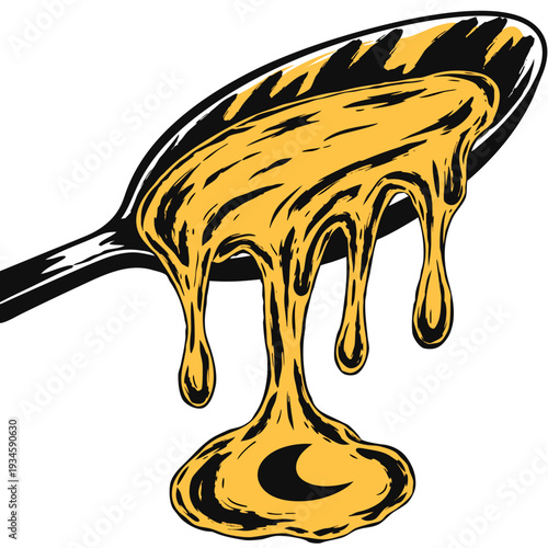 A spoon with honey dripping off it