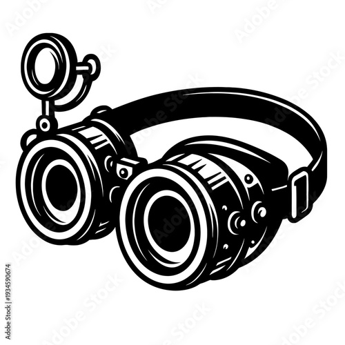 Steampunk Goggles Vector Icon - Vintage Accessory for Technology and Sci-fi