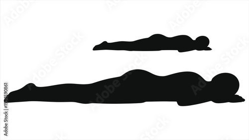 Soul Leaving Body Silhouette Vector Illustration. Dark Horror Concept of Astral Projection, Reincarnation, Out of Body Experience, Death, Ghost, and Paranormal Spirit Rising from a Dead Human Corpse.