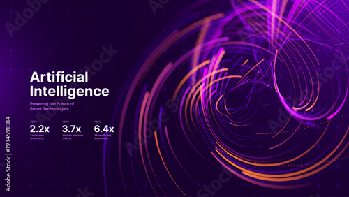 Bright Purple Particle Speed Visualization for AI and Math Research, Featuring Smooth Flow Lines and Abstract Data Patterns.