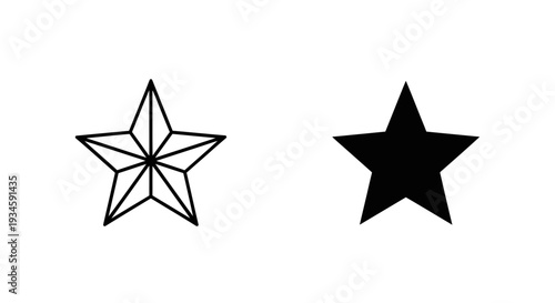 A simple graphic design featuring two star shapes on a white background