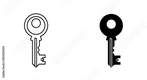 A simple black and white illustration of two keys side by side