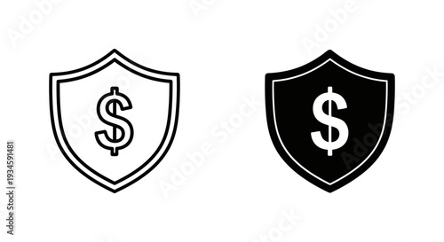 Two shield icons with dollar signs representing financial protection and security