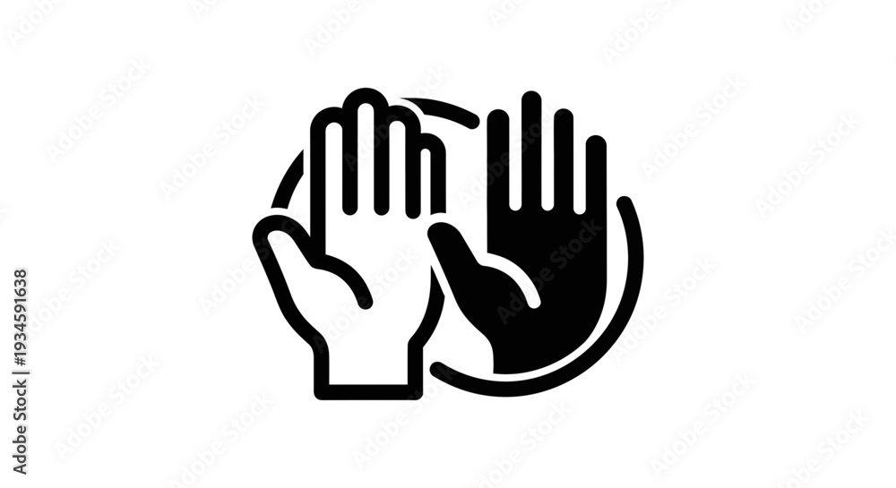 Fototapeta premium A black and white illustration of two hands in a circular motion