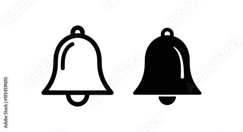 Two simple bell icons in black and white on a clean background
