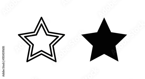 A simple graphic design featuring two star shapes on a white background