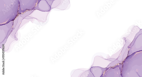 Elegant abstract purple and gold alcohol ink texture background with fluid flowing patterns, ideal for modern design, wedding invitations, and creative digital art