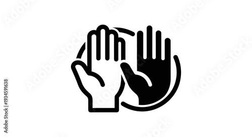 A black and white illustration of two hands in a circular motion