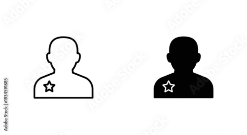 A simple black and white illustration of two user profiles with star ratings
