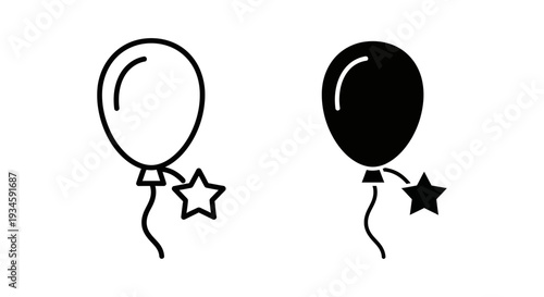 A simple illustration of two balloons with stars on a white background