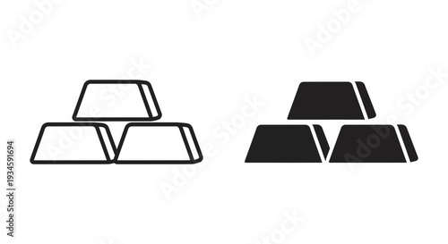 A simple illustration of gold bars in black and white