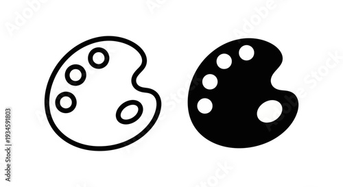 A simple illustration of two black and white paint palettes on a clean background