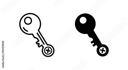 A simple illustration of two keys in black and white on a clean background