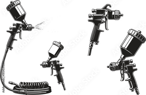 Spray paint guns in different orientations spray gun paint sprayer