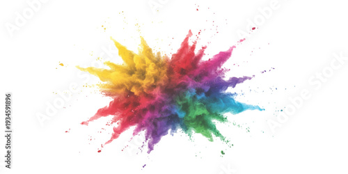 Vibrant rainbow color powder explosion on white background abstract paint splash vector illustration for holi festival and creative design
