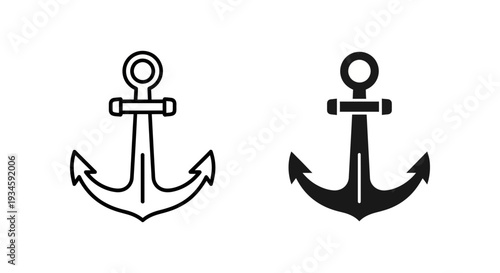 A simple black and white illustration of two anchor symbols side by side