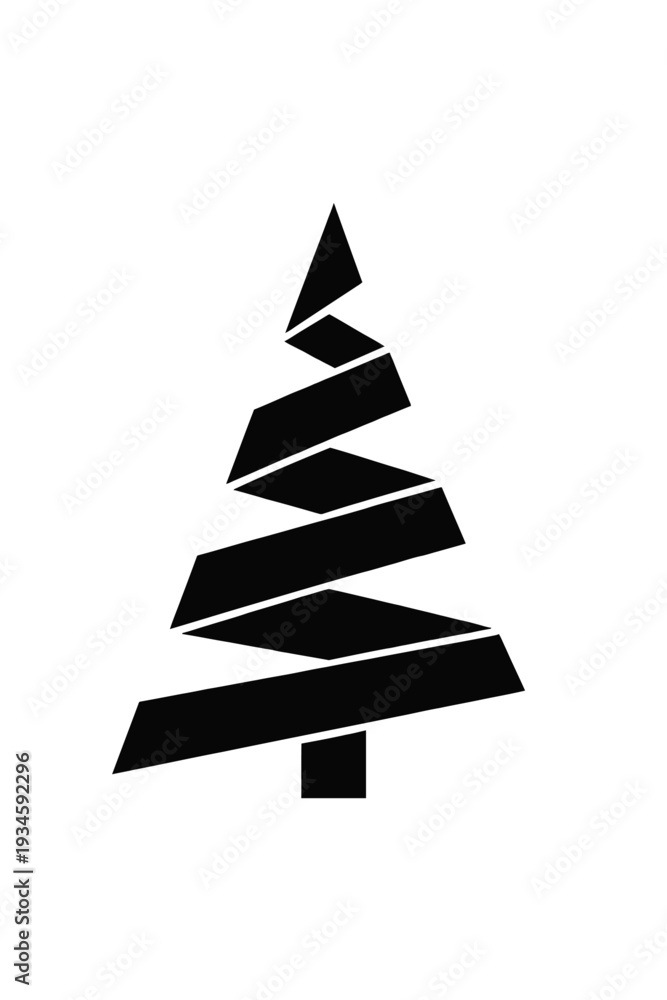 Fototapeta premium Stylized Geometric Christmas Tree Icon - Modern Abstract Pine Tree Vector Design for Winter Holidays, Christmas Cards, and Minimalist Festive Decorations