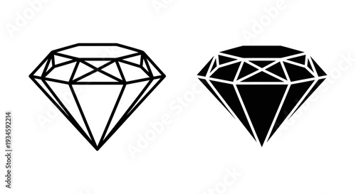 A minimalist illustration of two diamond shapes in black and white on a clean background