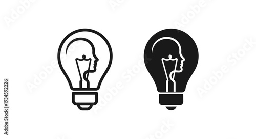 A creative illustration of two lightbulb icons with human faces inside, symbolizing innovative ideas and inspiration.
