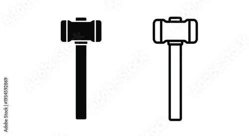 Two hammer icons one filled and one outlined in black and white
