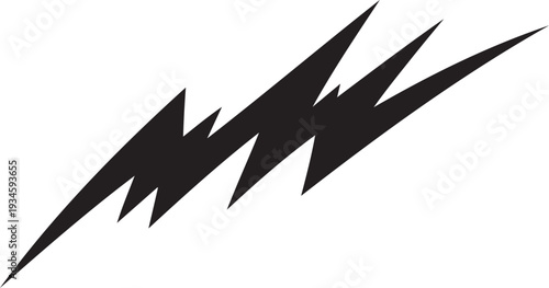 Black Lightning Bolt Symbol Dynamic Energy Flash Abstract Shape Isolated on White Background