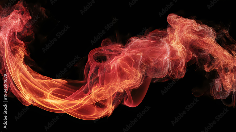 Obraz premium Fiery red and orange smoke swirling dramatically against a black background