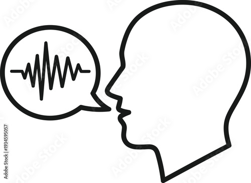 Sound wave coming out of a person's mouth