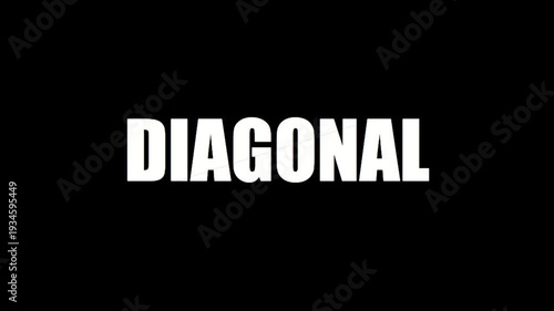 Dynamic Diagonal Text Transition Animation Revealing White Word on Black Background Modern Typography Graphic Element